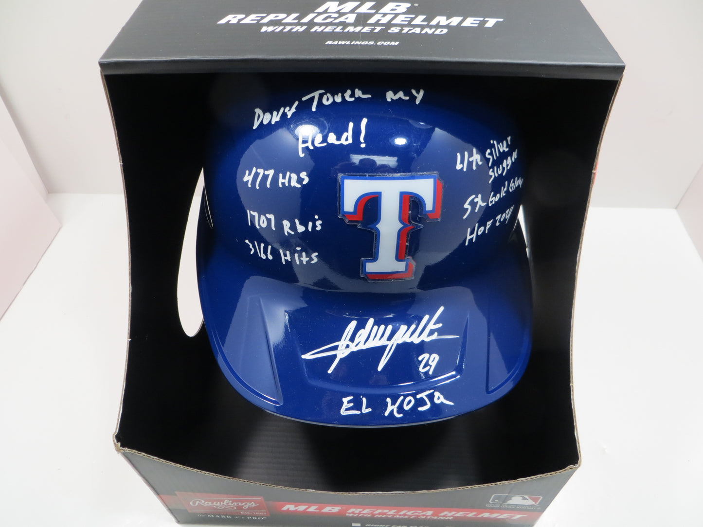 ADRIAN BELTRE SIGNED FULL SIZE TEXAS RANGERS BATTING HELMET w/8 STATs BAS COA
