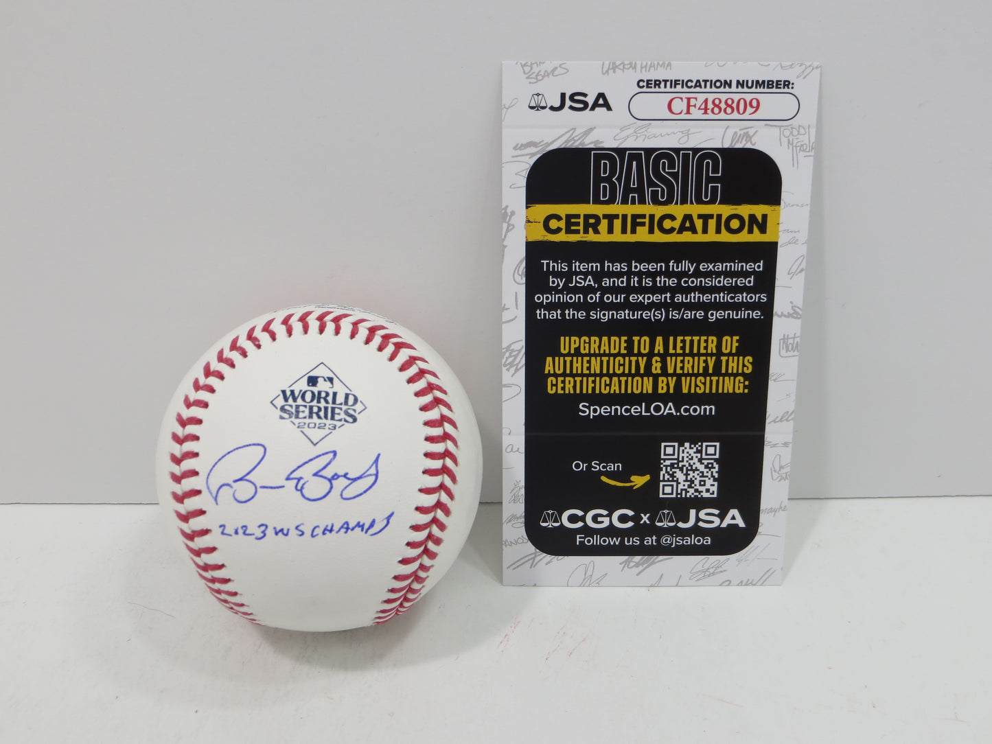 BRUCE BOCHY SIGNED Rawlings 2023 World Series BASEBALL w/INSC Texas Rangers JSA