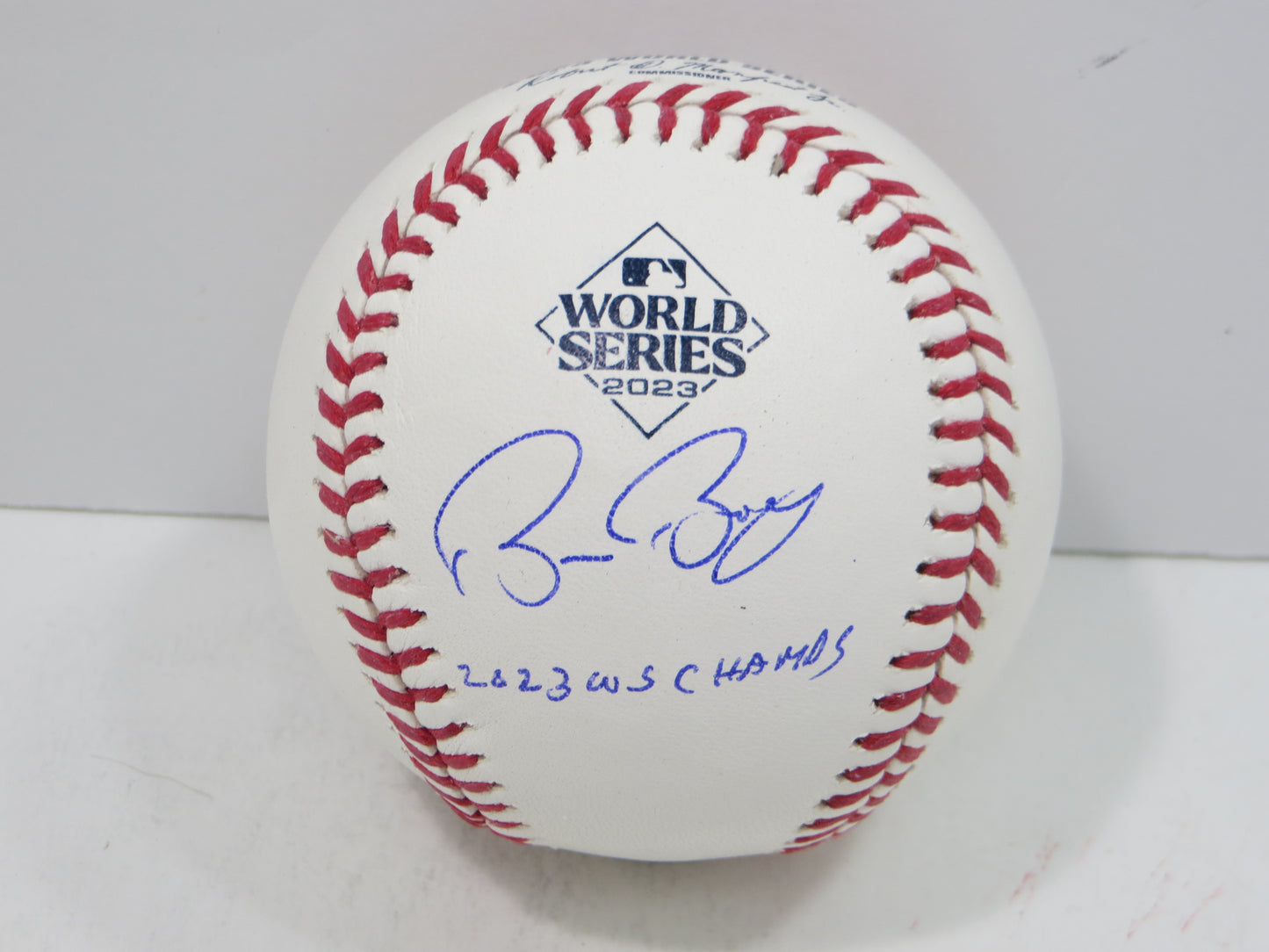 BRUCE BOCHY SIGNED Rawlings 2023 World Series BASEBALL w/INSC Texas Rangers JSA