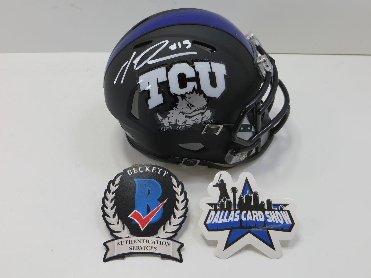 MAX DUGGAN TCU HORNED FROGS SIGNED Black MINI HELMET BAS