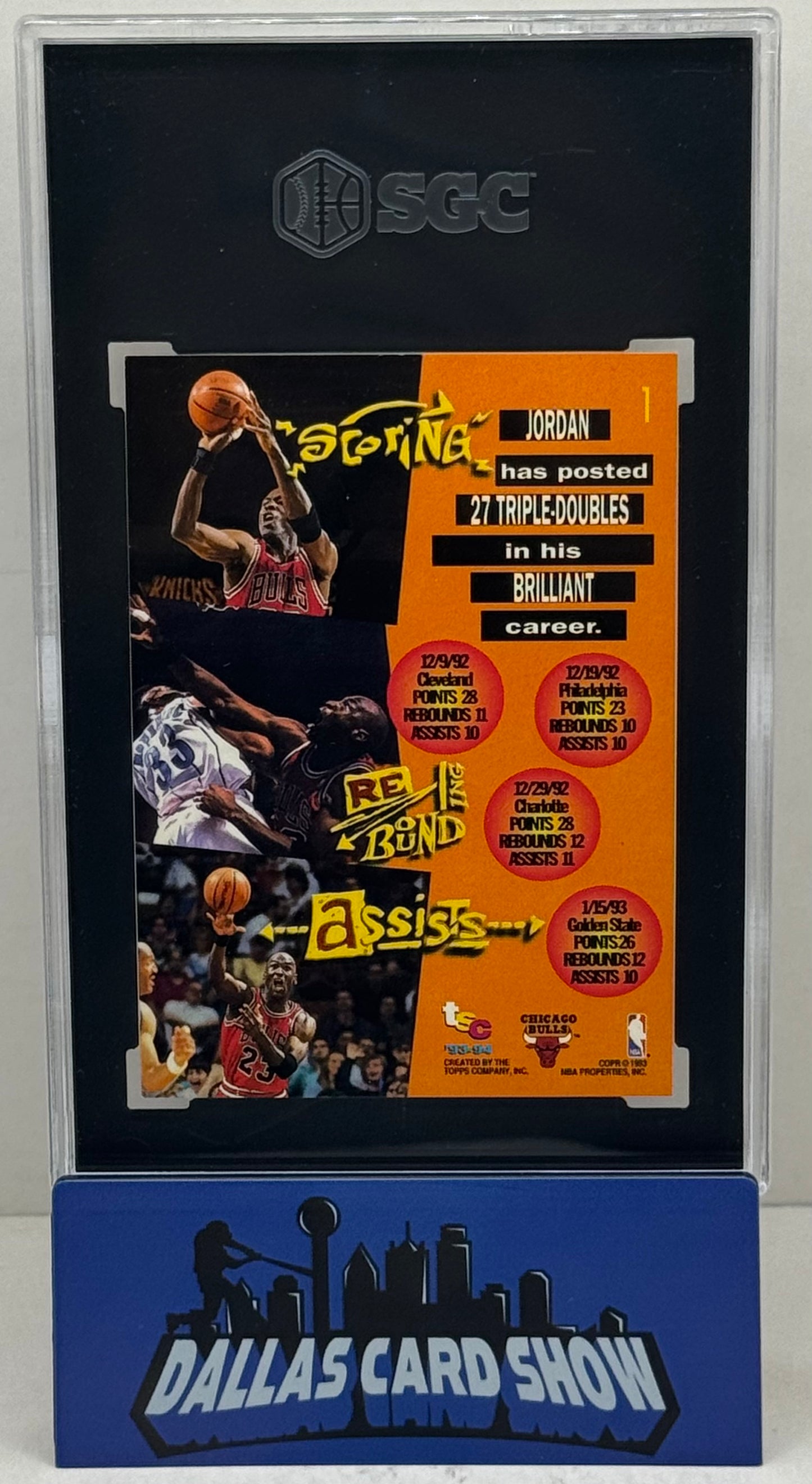1993-94 Topps Stadium Club #1 Michael Jordan Triple Double SGC 9