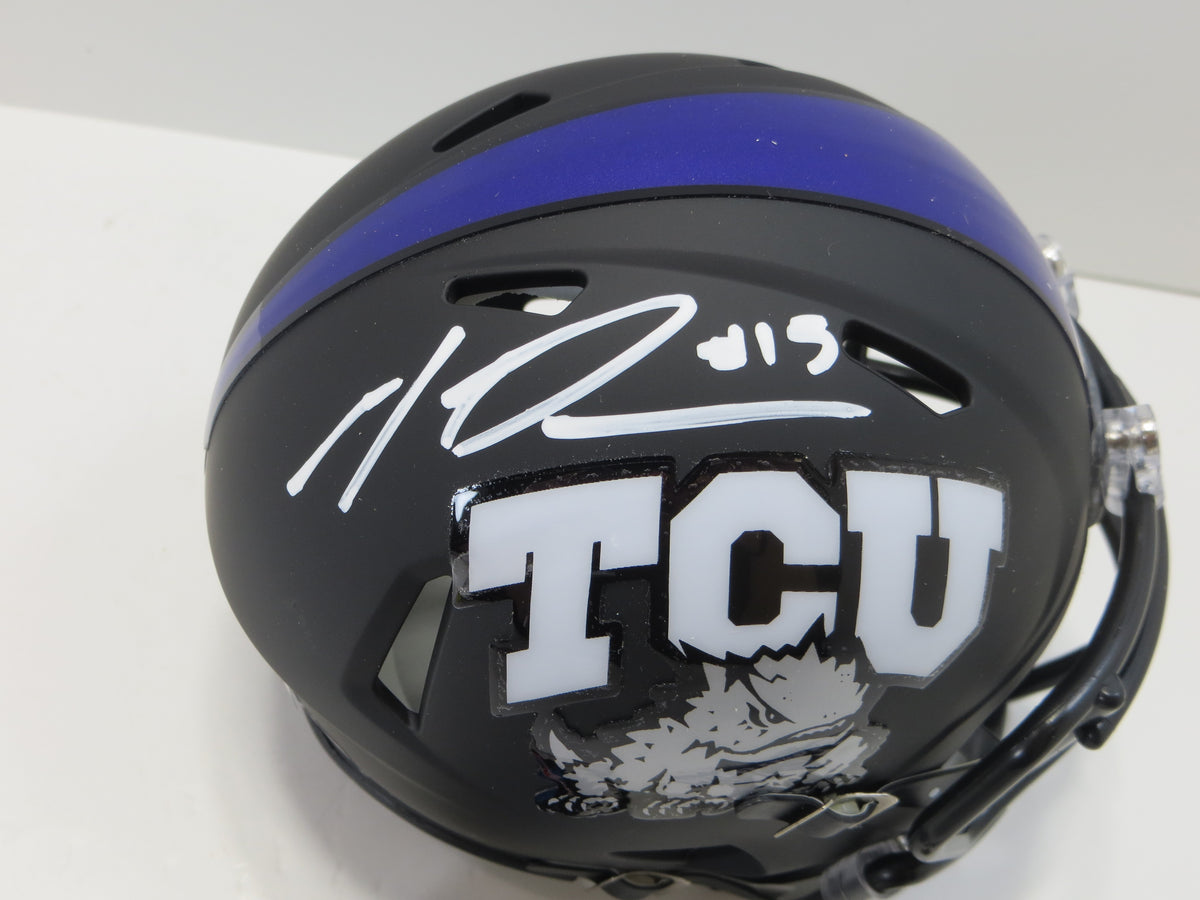 MAX DUGGAN TCU HORNED FROGS SIGNED Black MINI HELMET BAS