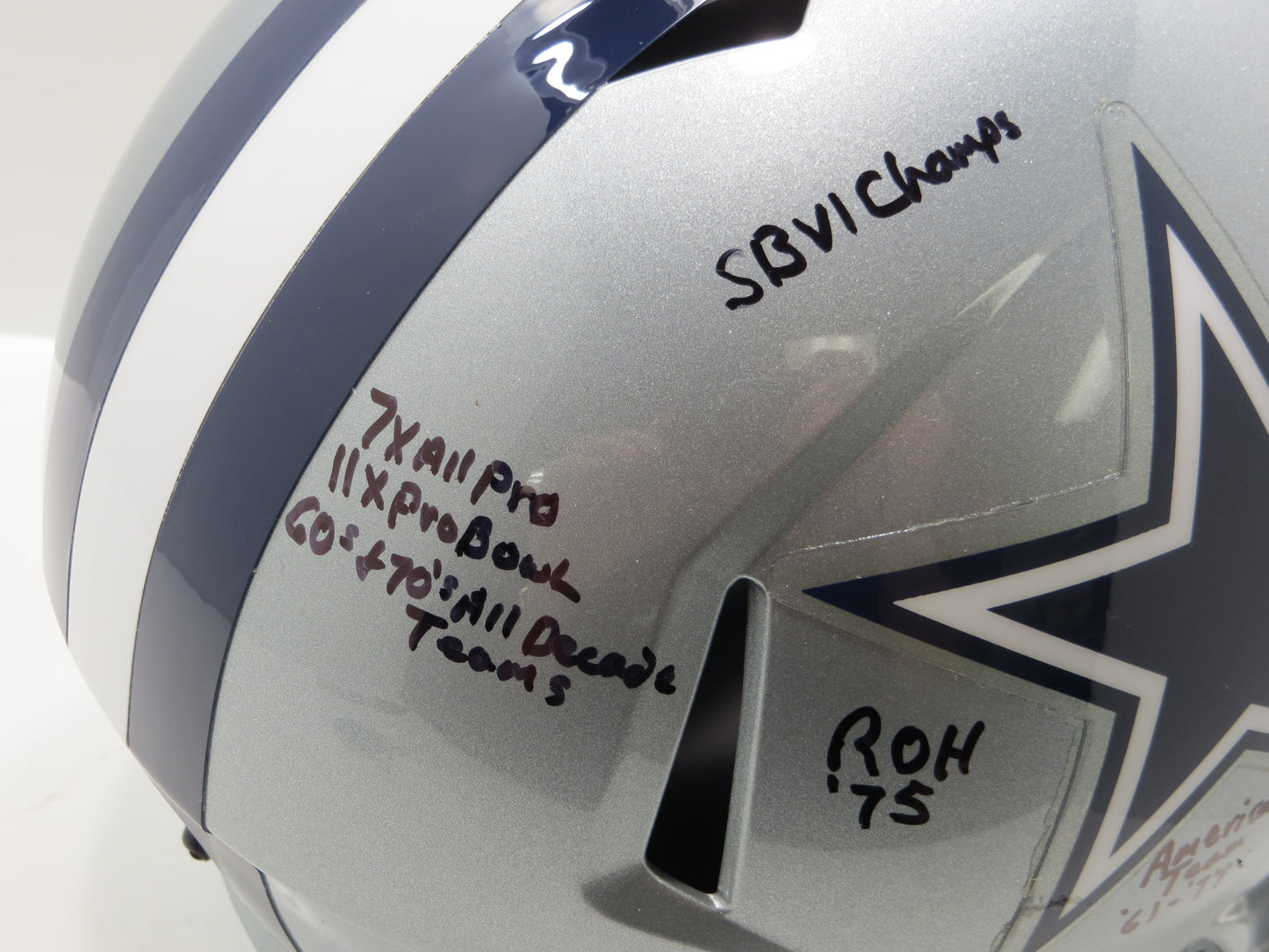 BOB LILLY SIGNED DALLAS COWBOYS RIDDELL FULL SIZE HELMET w10STATS BAS