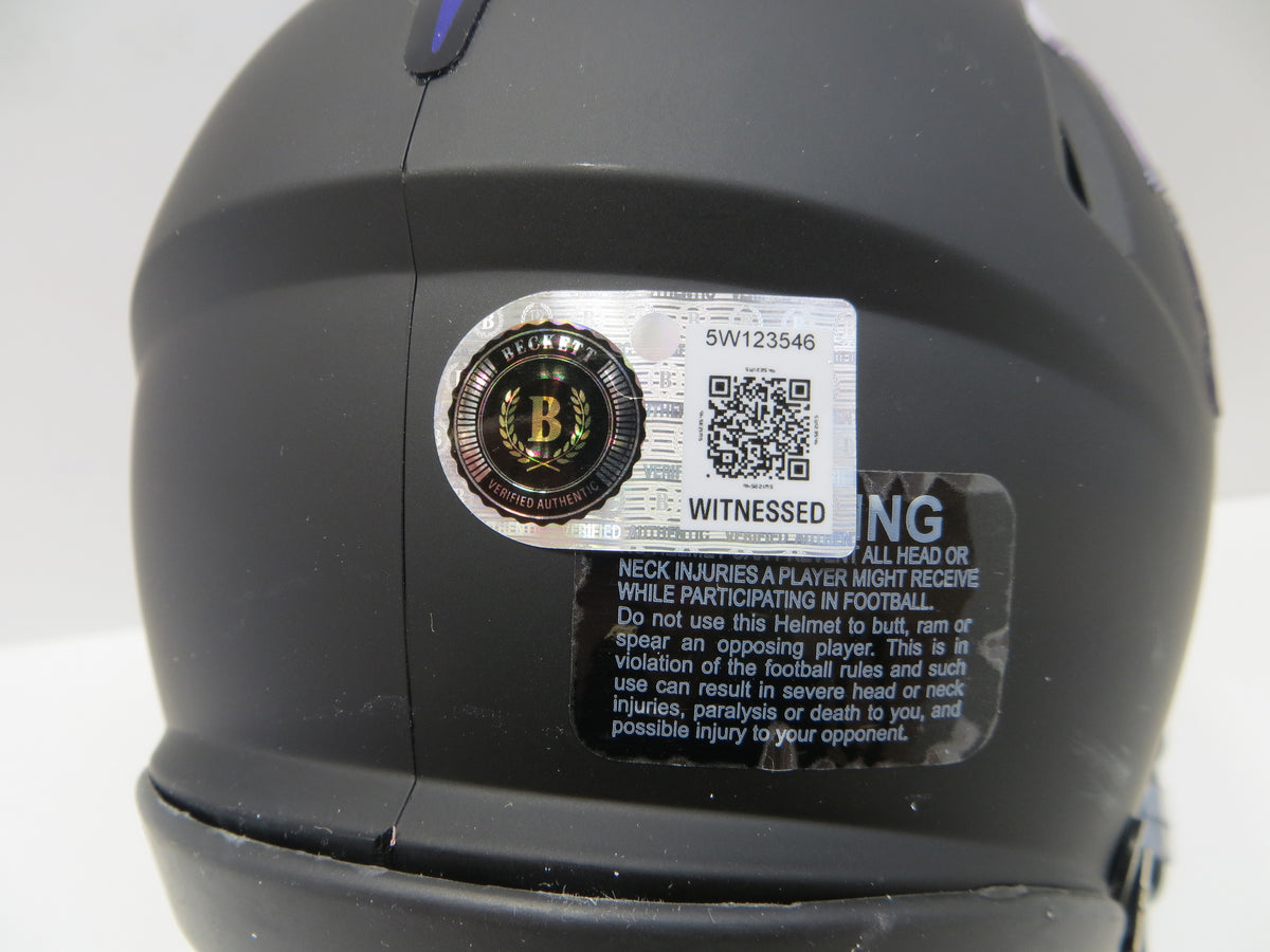 MAX DUGGAN TCU HORNED FROGS SIGNED Black MINI HELMET BAS