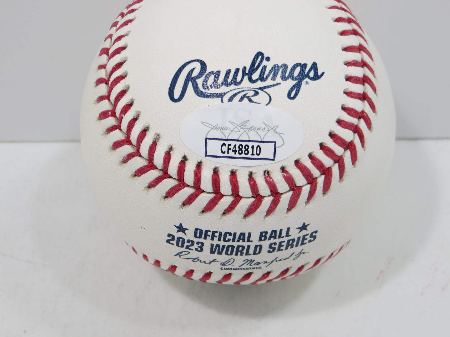 BRUCE BOCHY SIGNED Rawlings 2023 World Series BASEBALL w/INSC Texas Rangers JSA