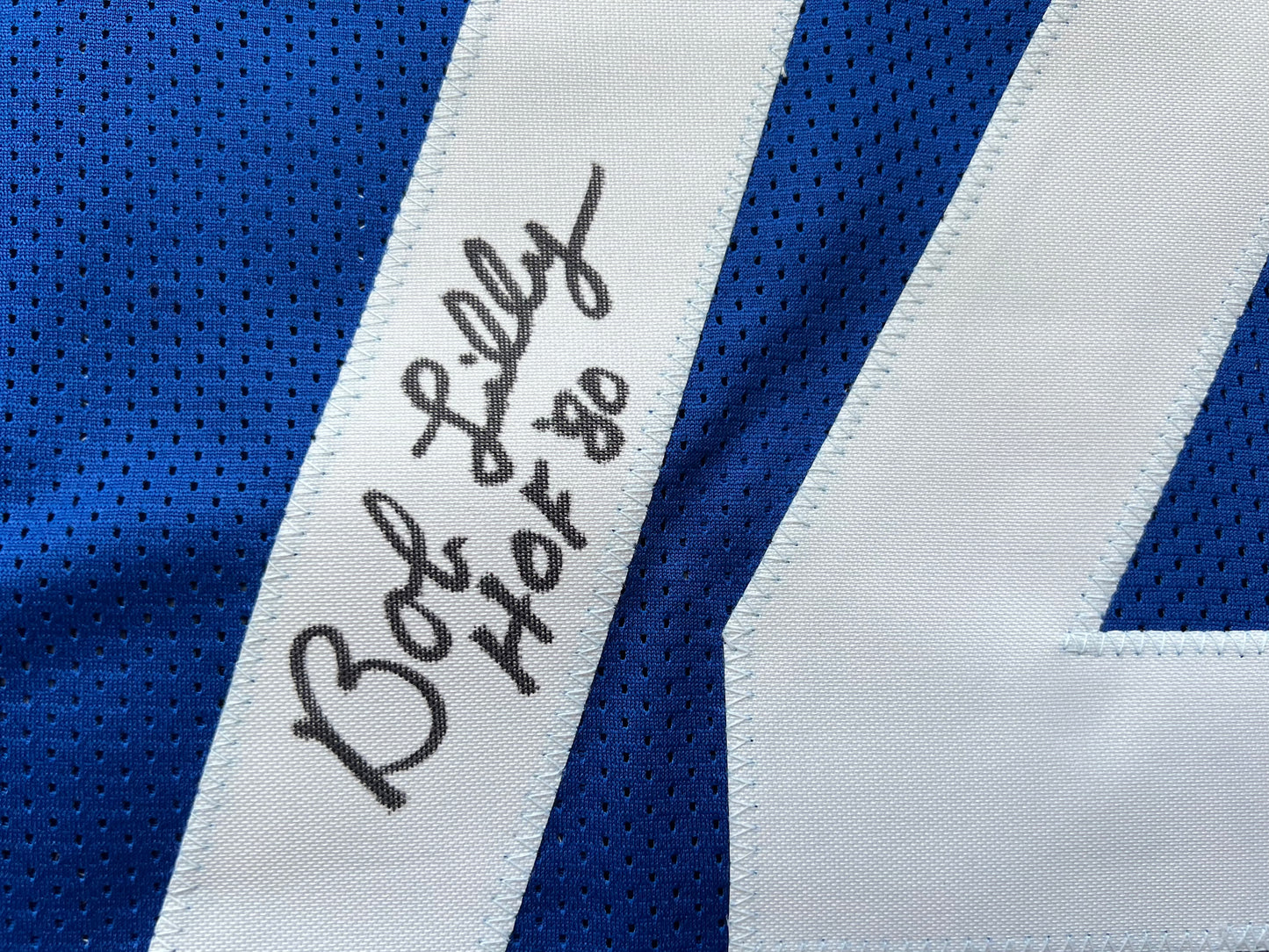BOB LILLY SIGNED BLUE JERSEY Size L Dallas Cowboys w/HOF 80 BAS COA