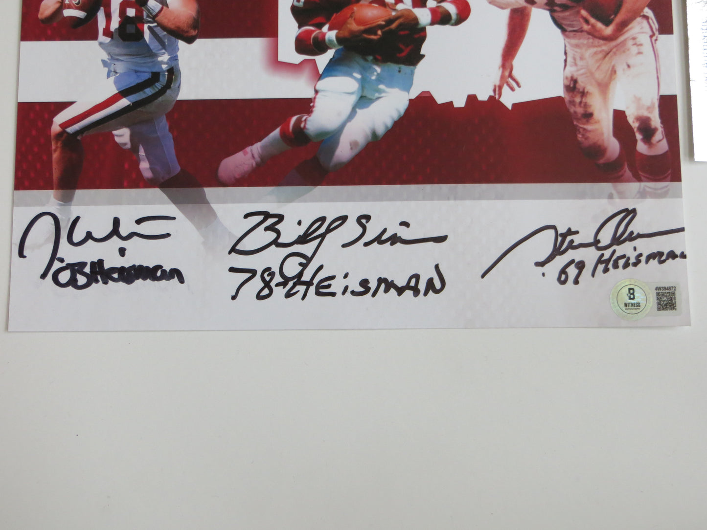 OKLAHOMA OU SOONERS HEISMAN BILLY SIMS STEVE OWENS JASON WHITE SIGNED 8x10 BAS