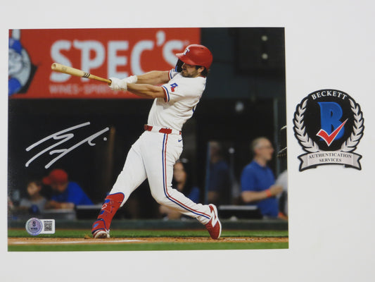 JOSH SMITH TEXAS RANGERS SIGNED 8x10 PHOTO Globe Life Field at Bat LSU Tigers BAS