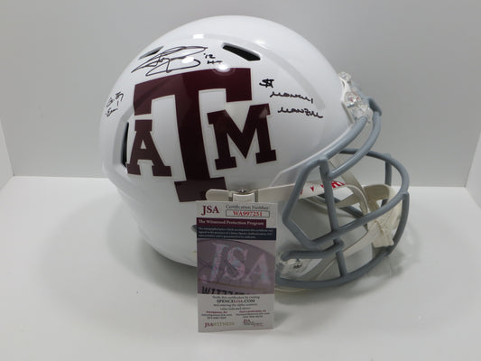 JOHNNY MANZIEL SIGNED TEXAS A&M AGGIES FULL SIZE White HELMET w/MONEY JSA