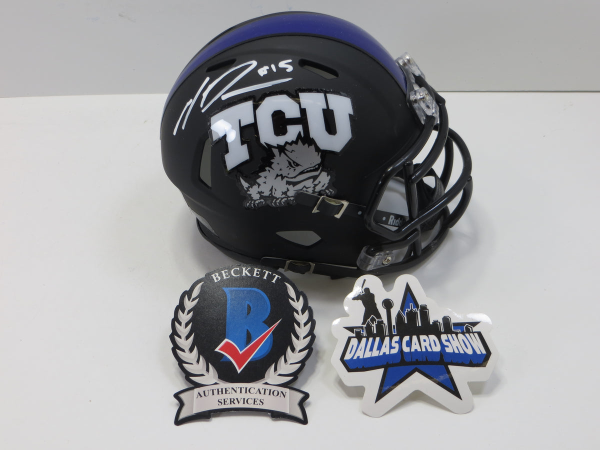 MAX DUGGAN TCU HORNED FROGS SIGNED Black MINI HELMET BAS