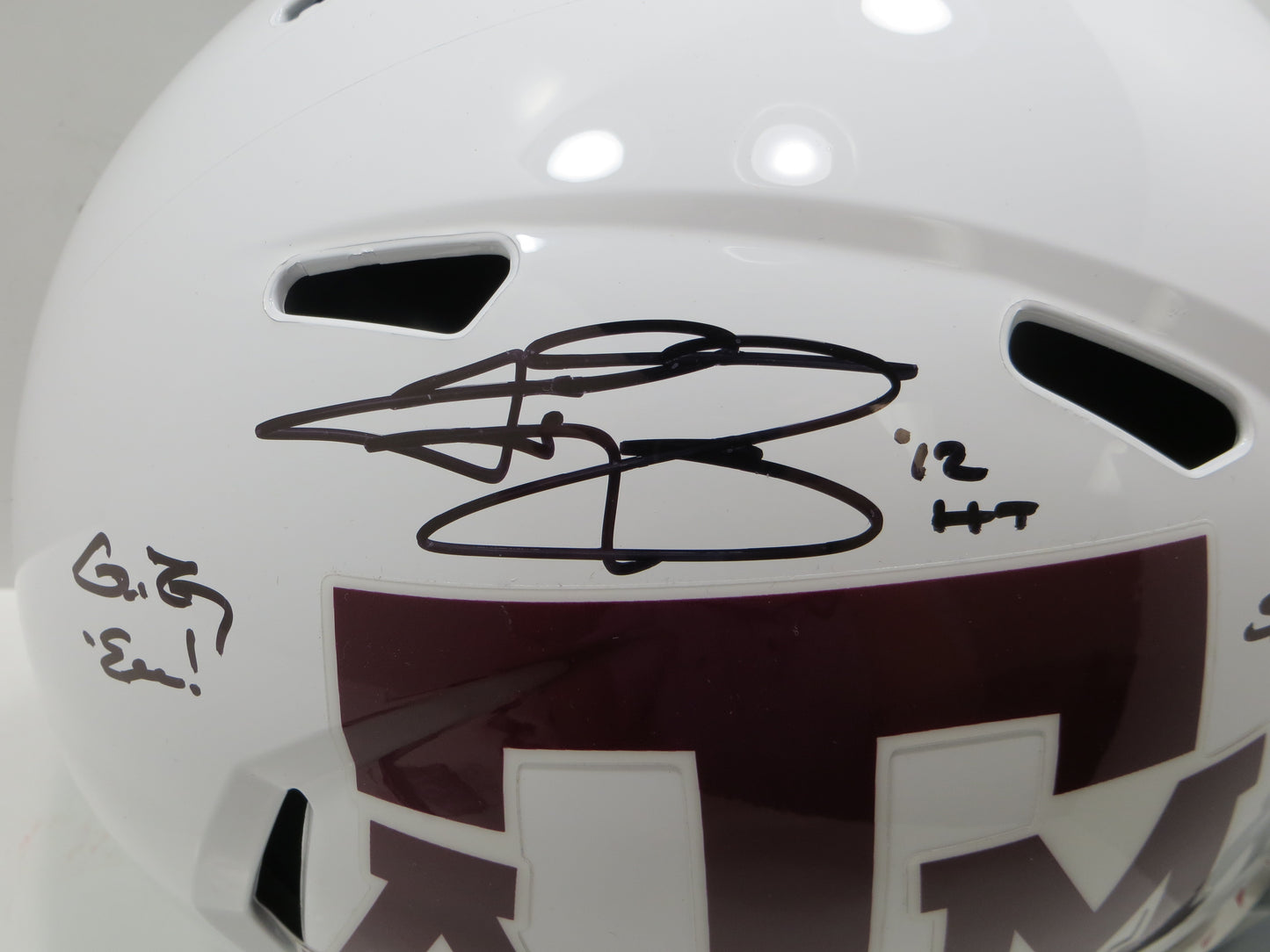 JOHNNY MANZIEL SIGNED TEXAS A&M AGGIES FULL SIZE White HELMET w/MONEY JSA