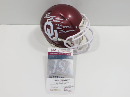 BRIAN BOSWORTH OU OKLAHOMA SOONERS SIGNED Mini Helmet w/BoomerSooner JSA
