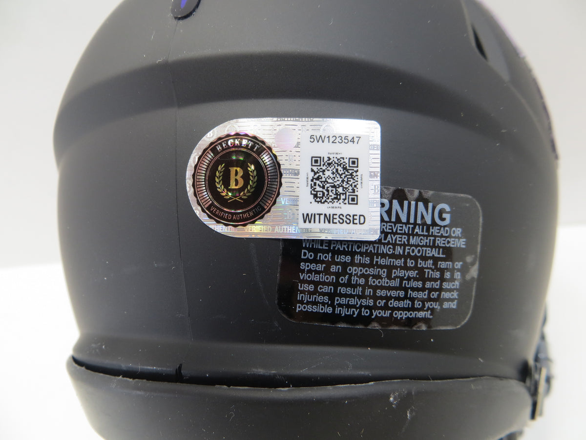 MAX DUGGAN TCU HORNED FROGS SIGNED Black MINI HELMET BAS