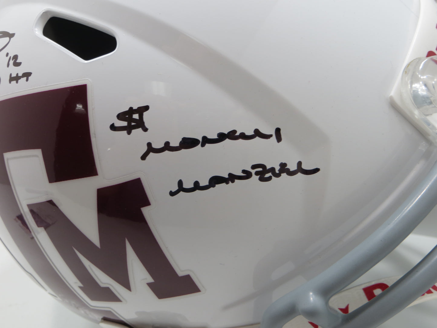 JOHNNY MANZIEL SIGNED TEXAS A&M AGGIES FULL SIZE White HELMET w/MONEY JSA
