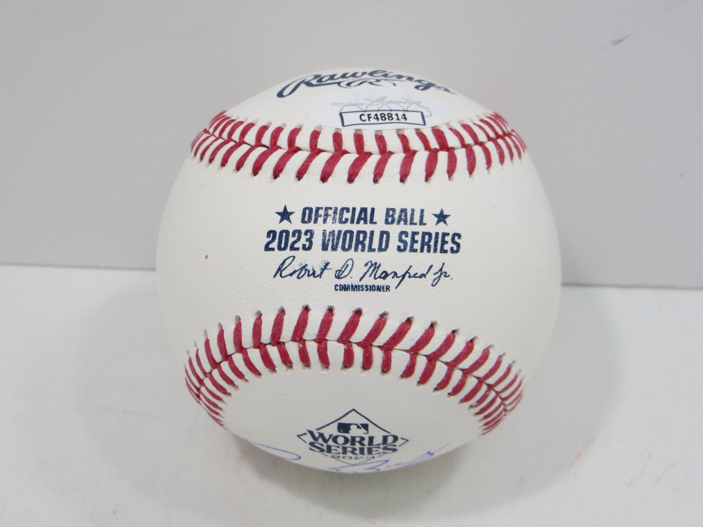 BRUCE BOCHY SIGNED Rawlings 2023 World Series BASEBALL w/INSC Texas Rangers JSA