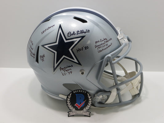 BOB LILLY SIGNED DALLAS COWBOYS RIDDELL FULL SIZE HELMET w10STATS BAS