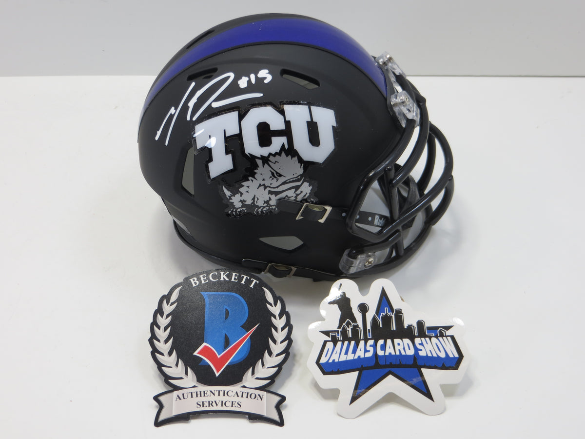 MAX DUGGAN TCU HORNED FROGS SIGNED Black MINI HELMET BAS