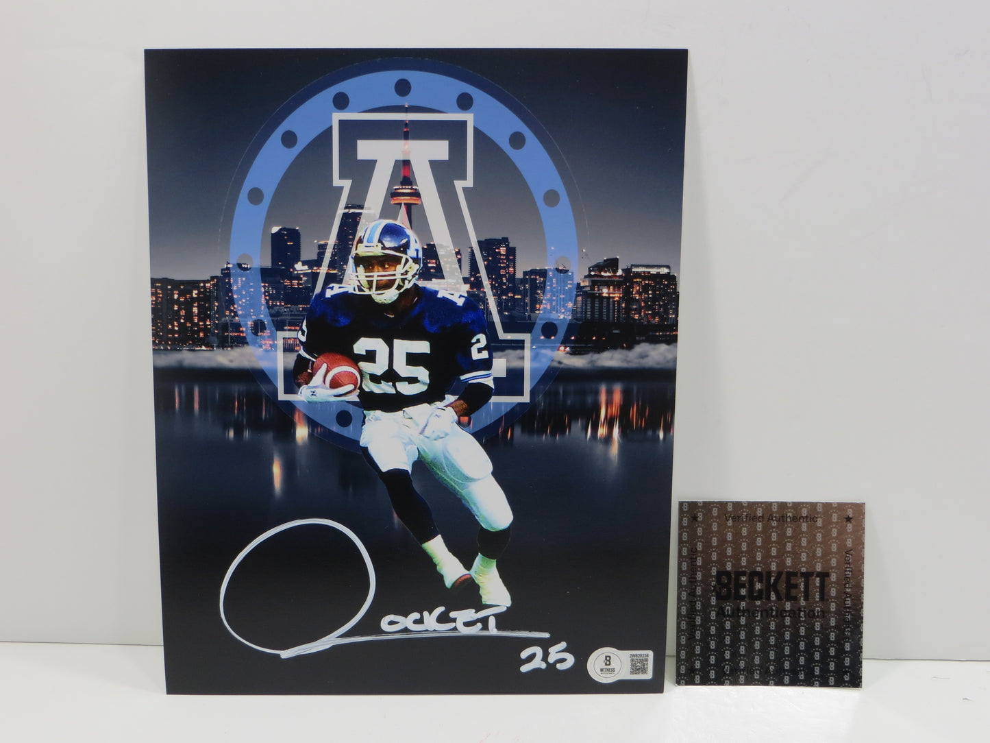 RAGHIB ROCKET ISMAIL TORONTO ARGONAUTS SIGNED 8x10 PHOTO Skyline BAS