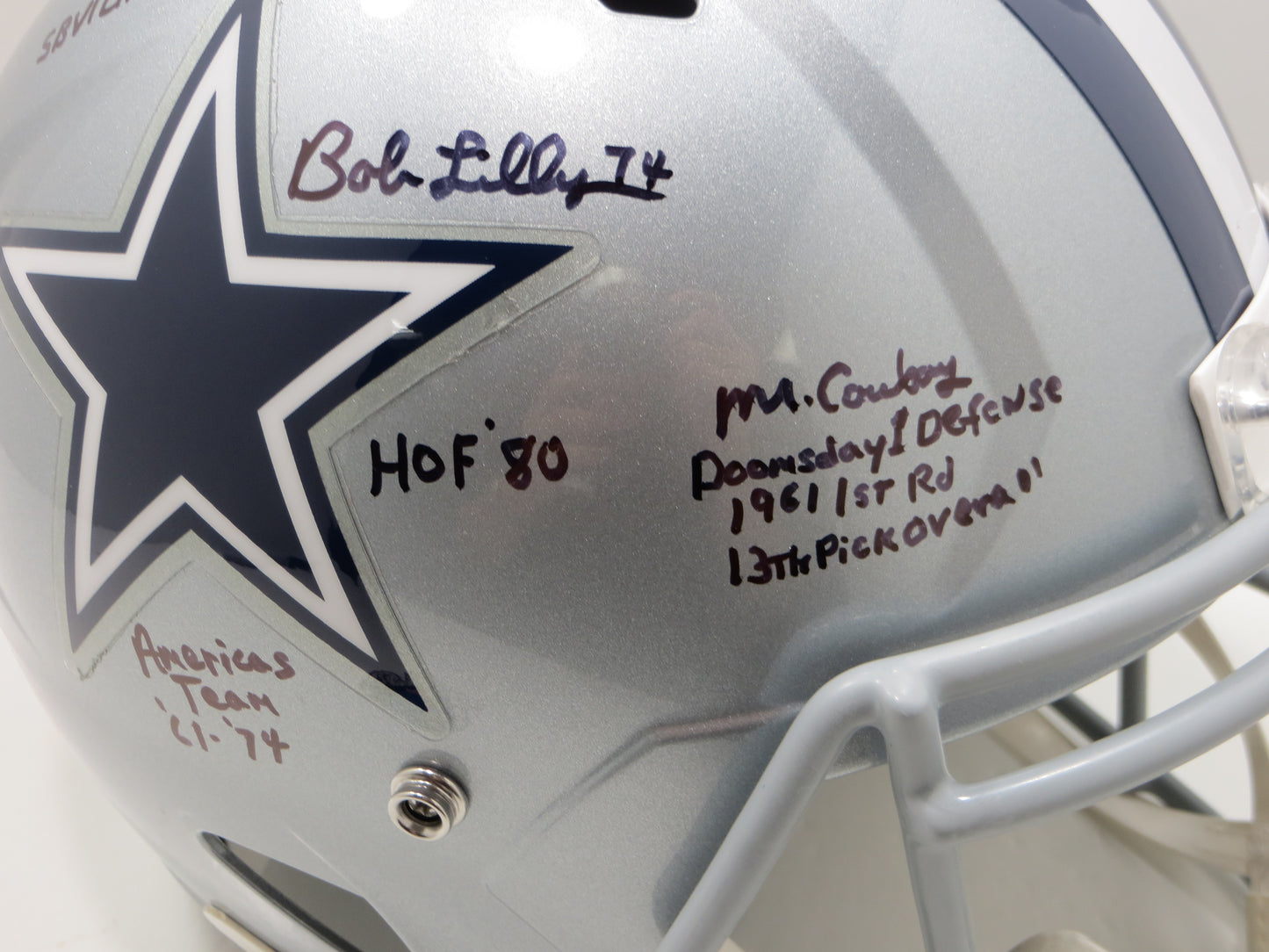 BOB LILLY SIGNED DALLAS COWBOYS RIDDELL FULL SIZE HELMET w10STATS BAS