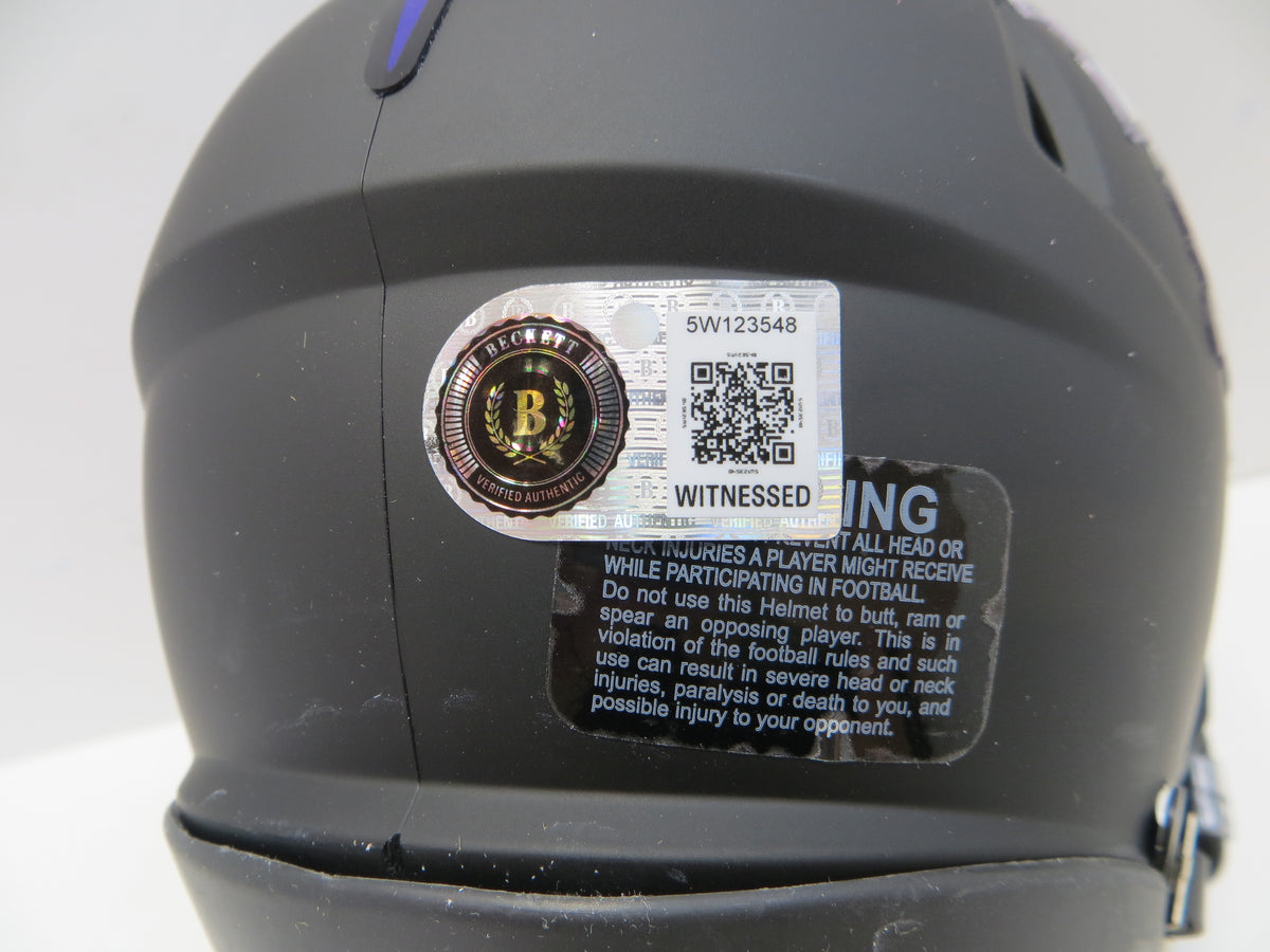 MAX DUGGAN TCU HORNED FROGS SIGNED Black MINI HELMET BAS