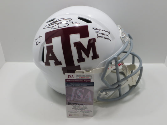 JOHNNY MANZIEL SIGNED TEXAS A&M AGGIES FULL SIZE White HELMET w/JOHNNYFB JSA