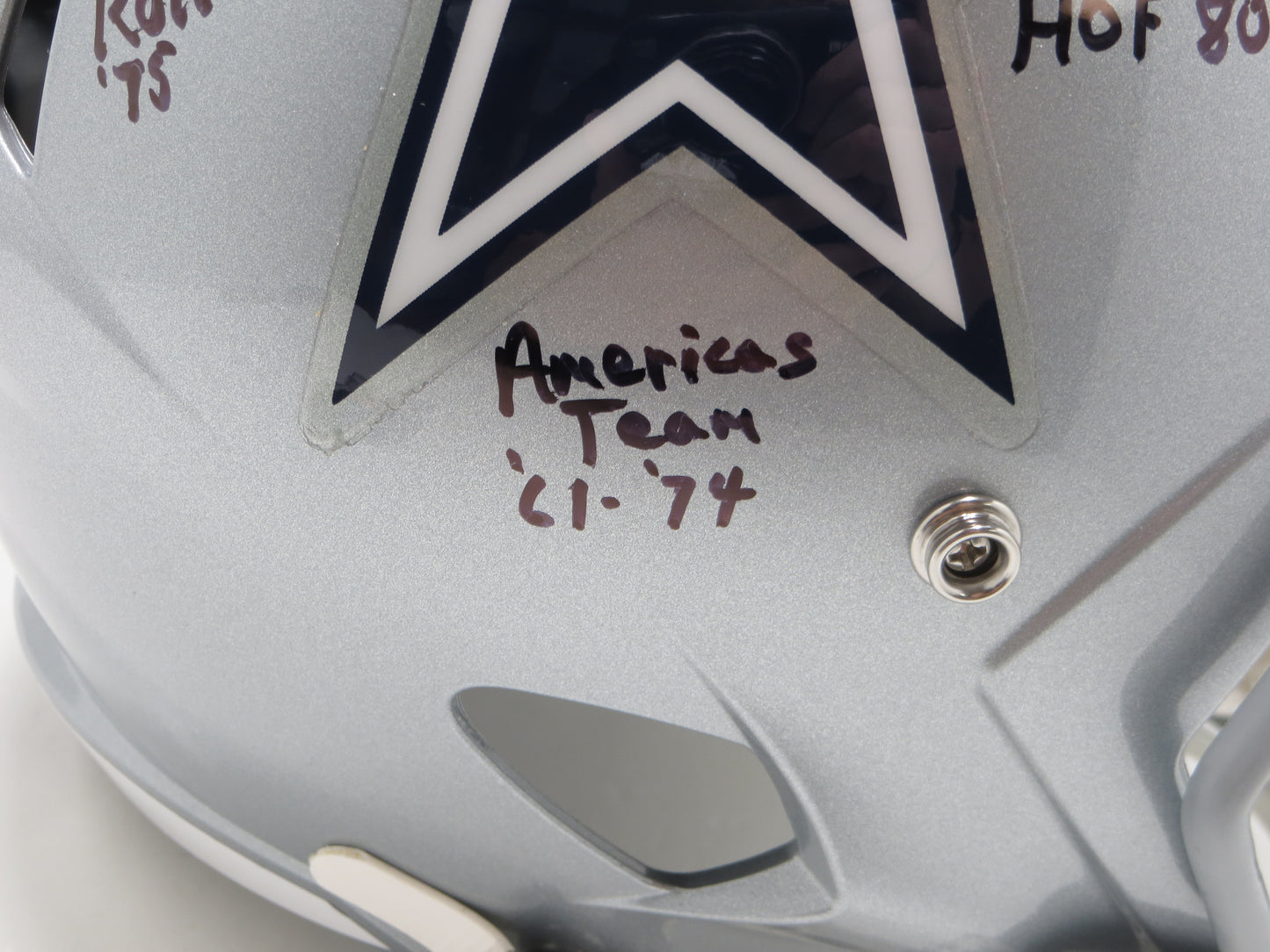 BOB LILLY SIGNED DALLAS COWBOYS RIDDELL FULL SIZE HELMET w10STATS BAS