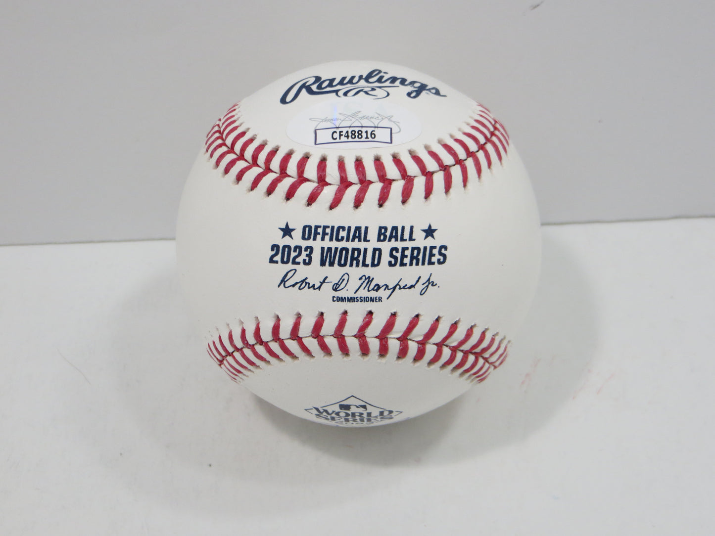 BRUCE BOCHY SIGNED Rawlings 2023 World Series BASEBALL w/INSC Texas Rangers JSA