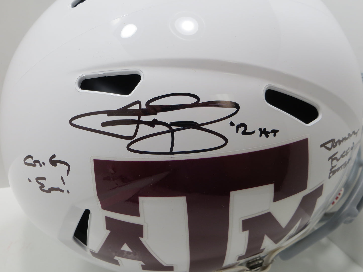 JOHNNY MANZIEL SIGNED TEXAS A&M AGGIES FULL SIZE White HELMET w/JOHNNYFB JSA