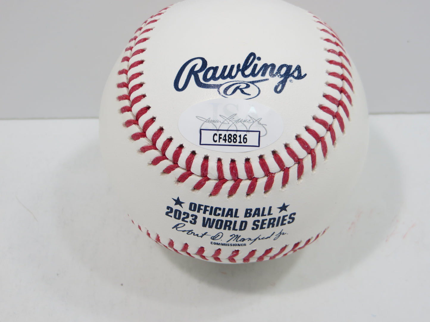 BRUCE BOCHY SIGNED Rawlings 2023 World Series BASEBALL w/INSC Texas Rangers JSA