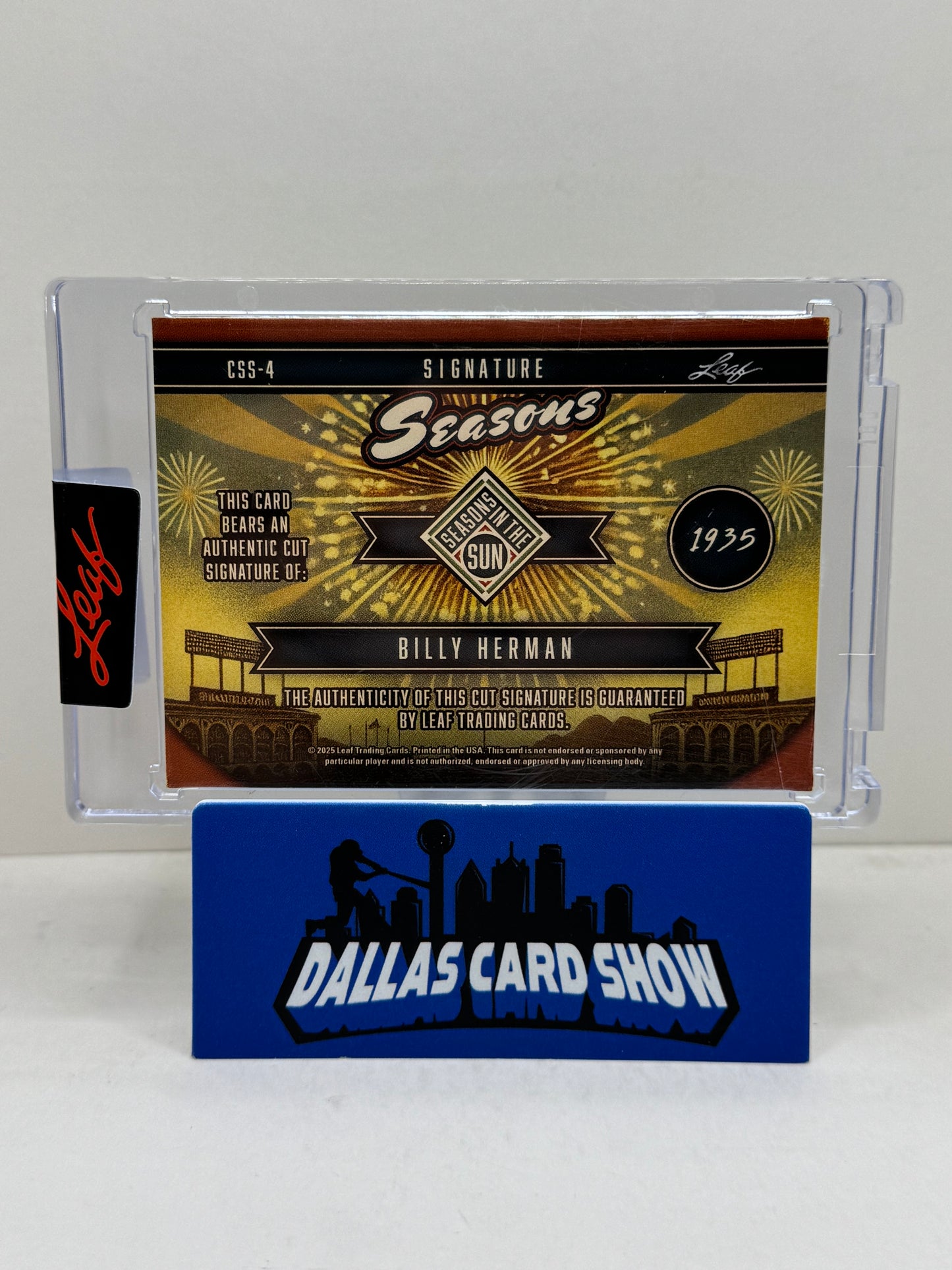 2025 Leaf Seasons In The Sun #CSS-4 Billy Herman Cut Signature Seasons Autograph /4