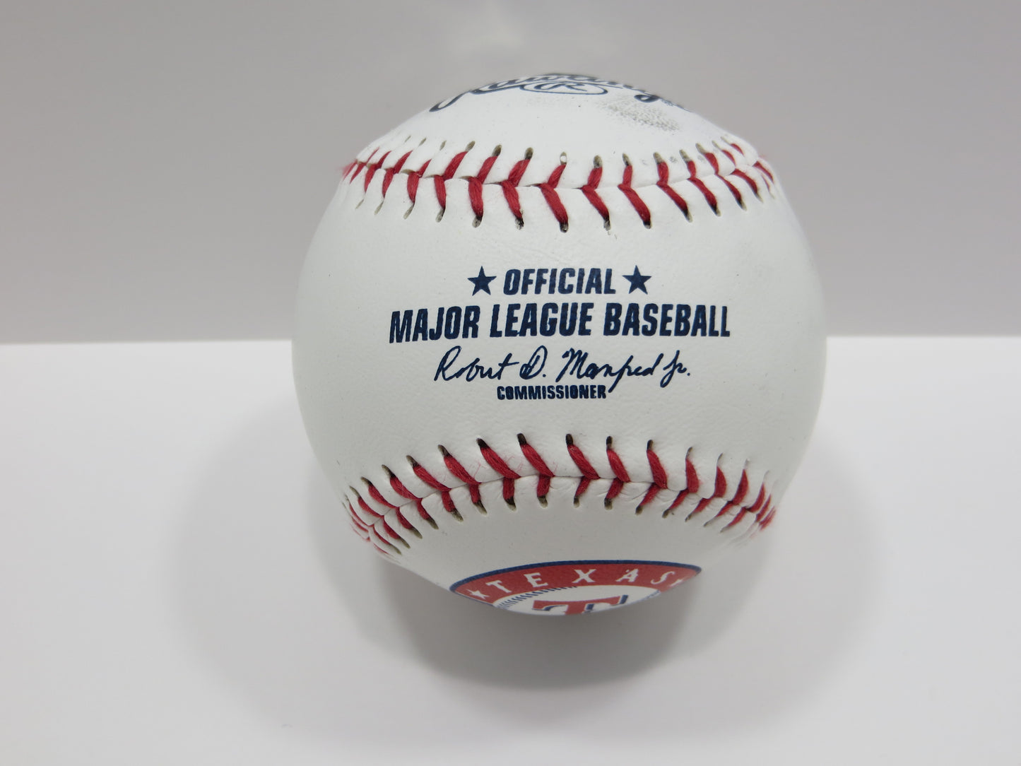 PAT PATRICK MAHOMES SR SIGNED LOGO BASEBALL Texas Rangers w/Go Rangers BAS