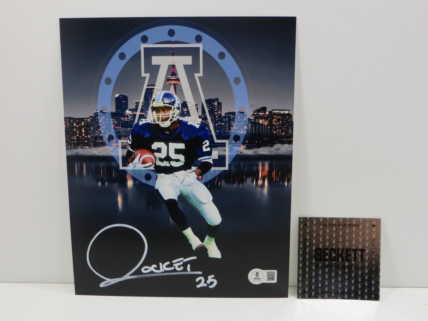 RAGHIB ROCKET ISMAIL TORONTO ARGONAUTS SIGNED 8x10 PHOTO Skyline BAS