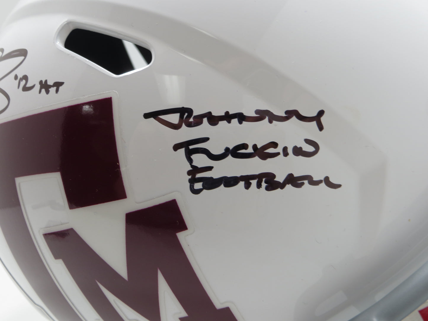 JOHNNY MANZIEL SIGNED TEXAS A&M AGGIES FULL SIZE White HELMET w/JOHNNYFB JSA