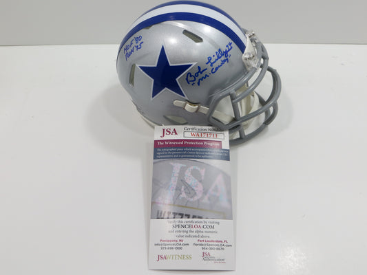 BOB LILLY SIGNED DALLAS COWBOYS MINI SILVER THROWBACK HELMET w/3 INSCs JSA