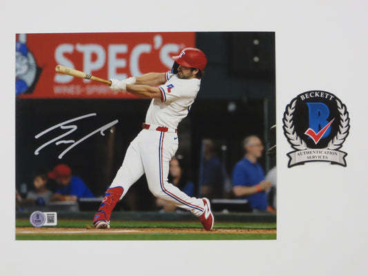 JOSH SMITH TEXAS RANGERS SIGNED 8x10 PHOTO Globe Life Field at Bat LSU Tigers BAS