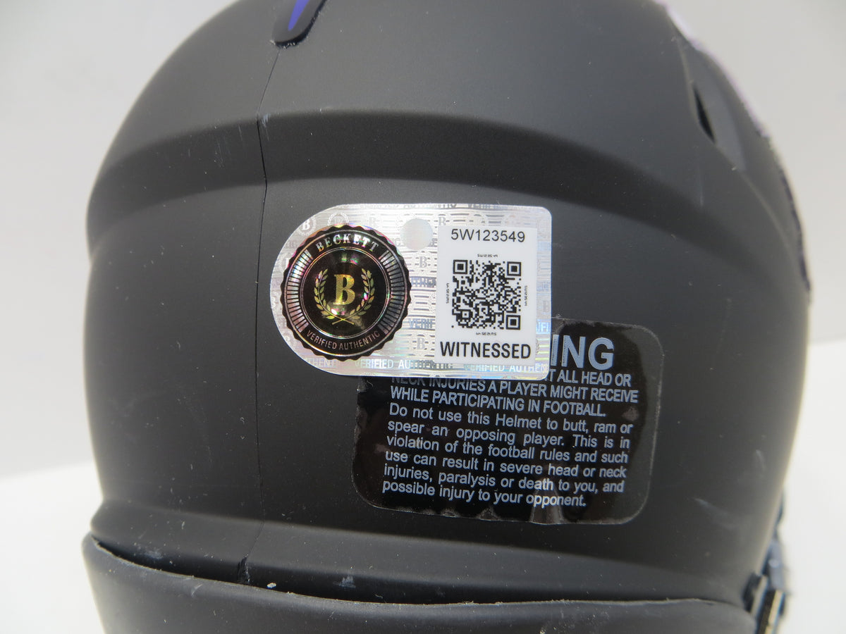 MAX DUGGAN TCU HORNED FROGS SIGNED Black MINI HELMET BAS