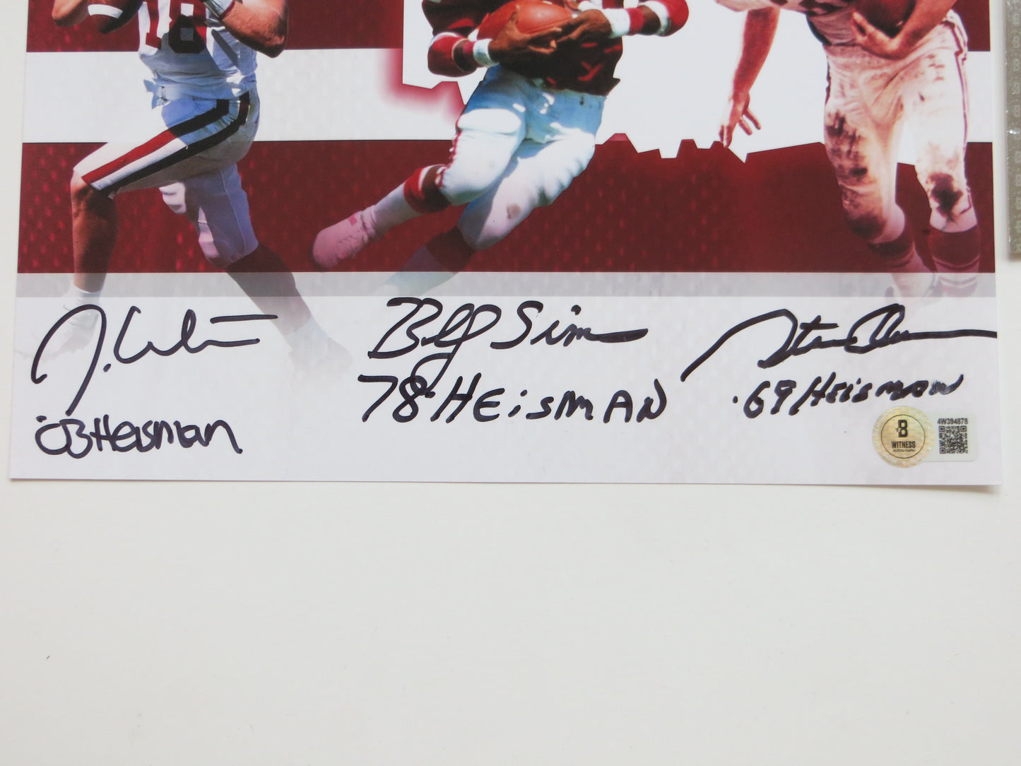OKLAHOMA OU SOONERS HEISMAN BILLY SIMS STEVE OWENS JASON WHITE SIGNED 8x10 BAS
