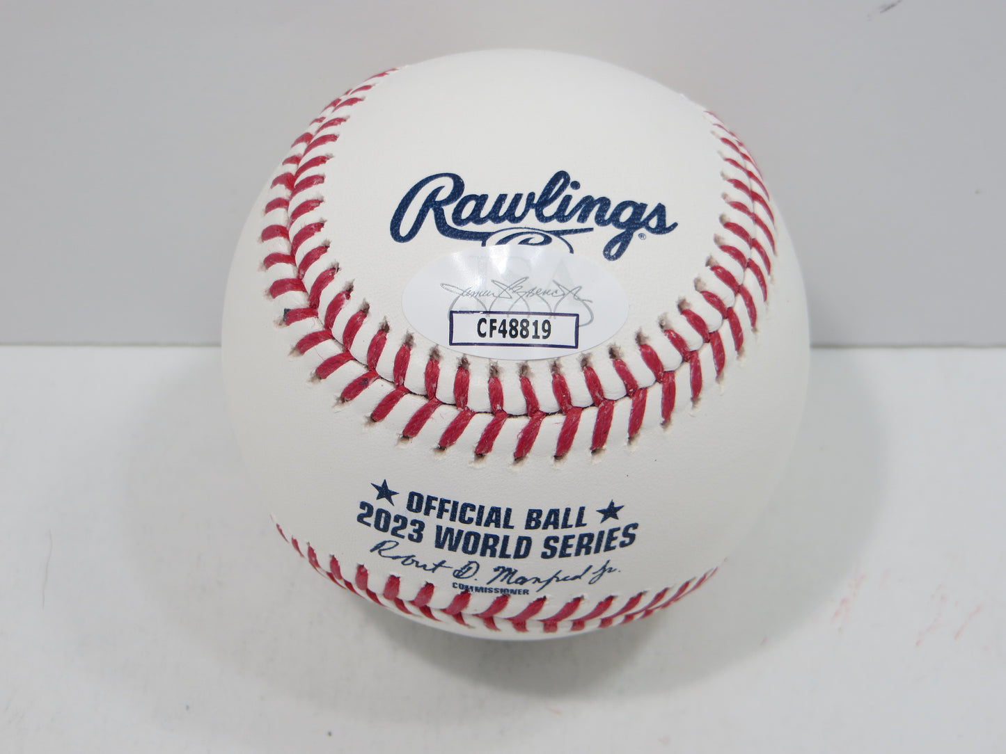 BRUCE BOCHY SIGNED Rawlings 2023 World Series BASEBALL w/INSC Texas Rangers JSA