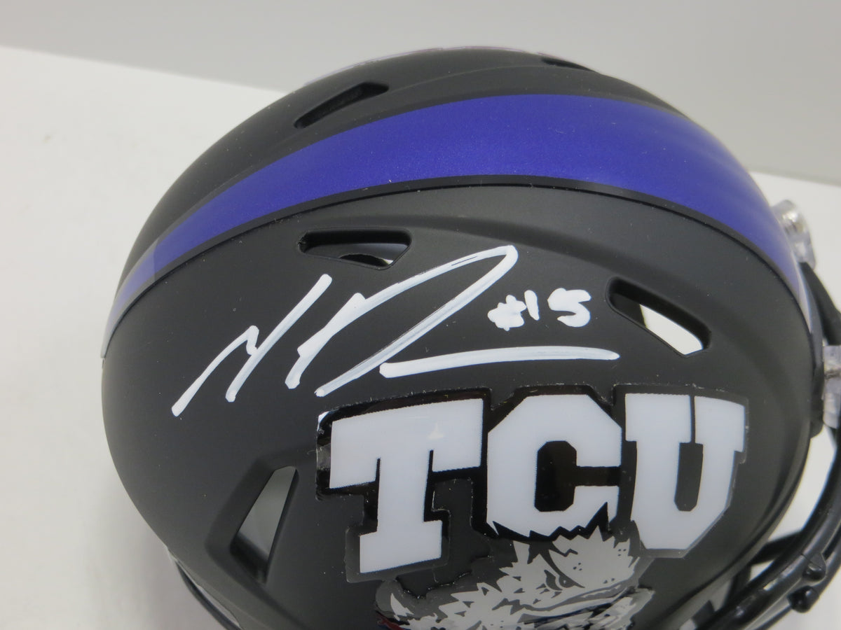 MAX DUGGAN TCU HORNED FROGS SIGNED Black MINI HELMET BAS