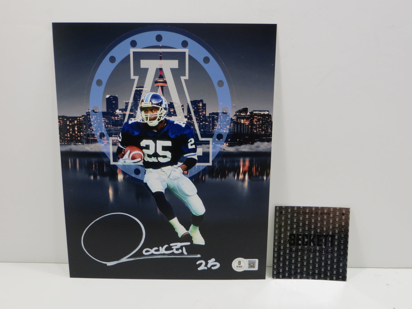 RAGHIB ROCKET ISMAIL TORONTO ARGONAUTS SIGNED 8x10 PHOTO Skyline BAS