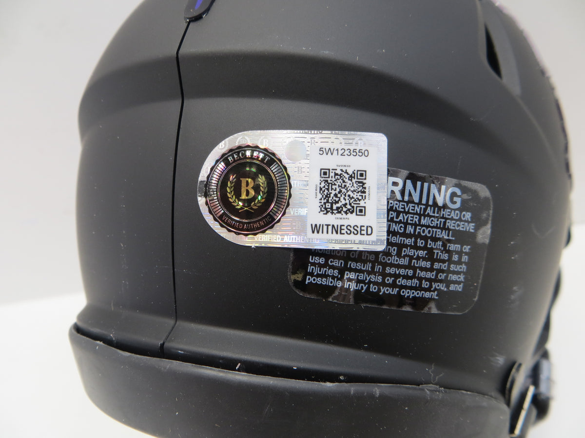 MAX DUGGAN TCU HORNED FROGS SIGNED Black MINI HELMET BAS
