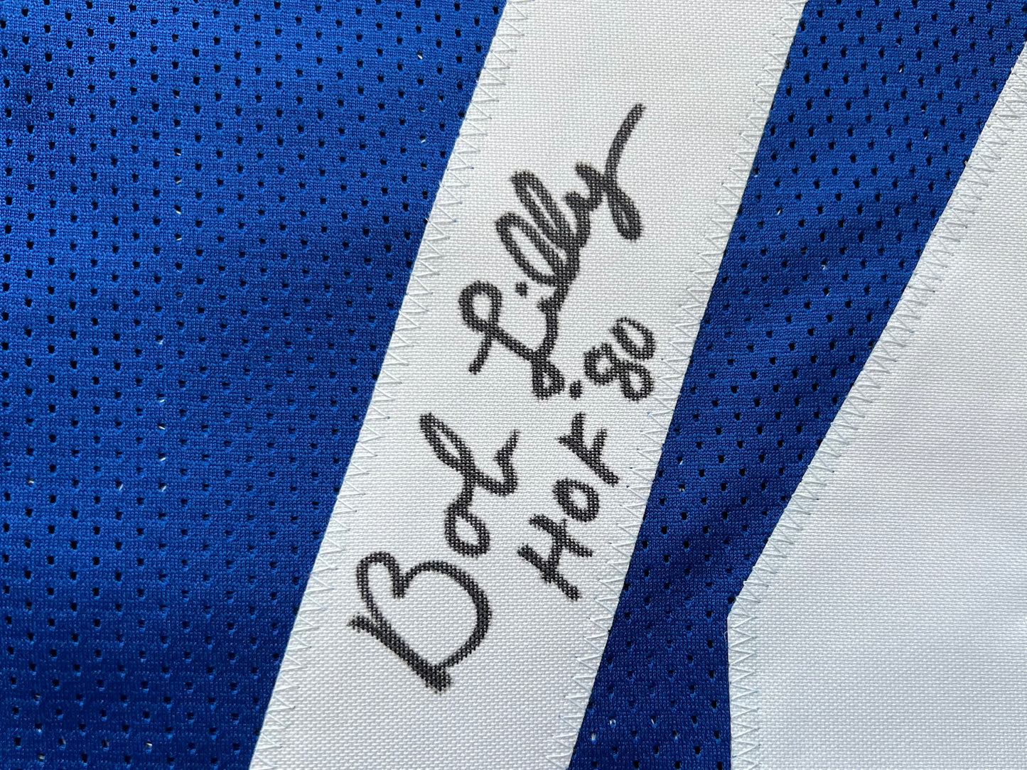 BOB LILLY SIGNED BLUE JERSEY Size L Dallas Cowboys w/HOF 80 BAS COA