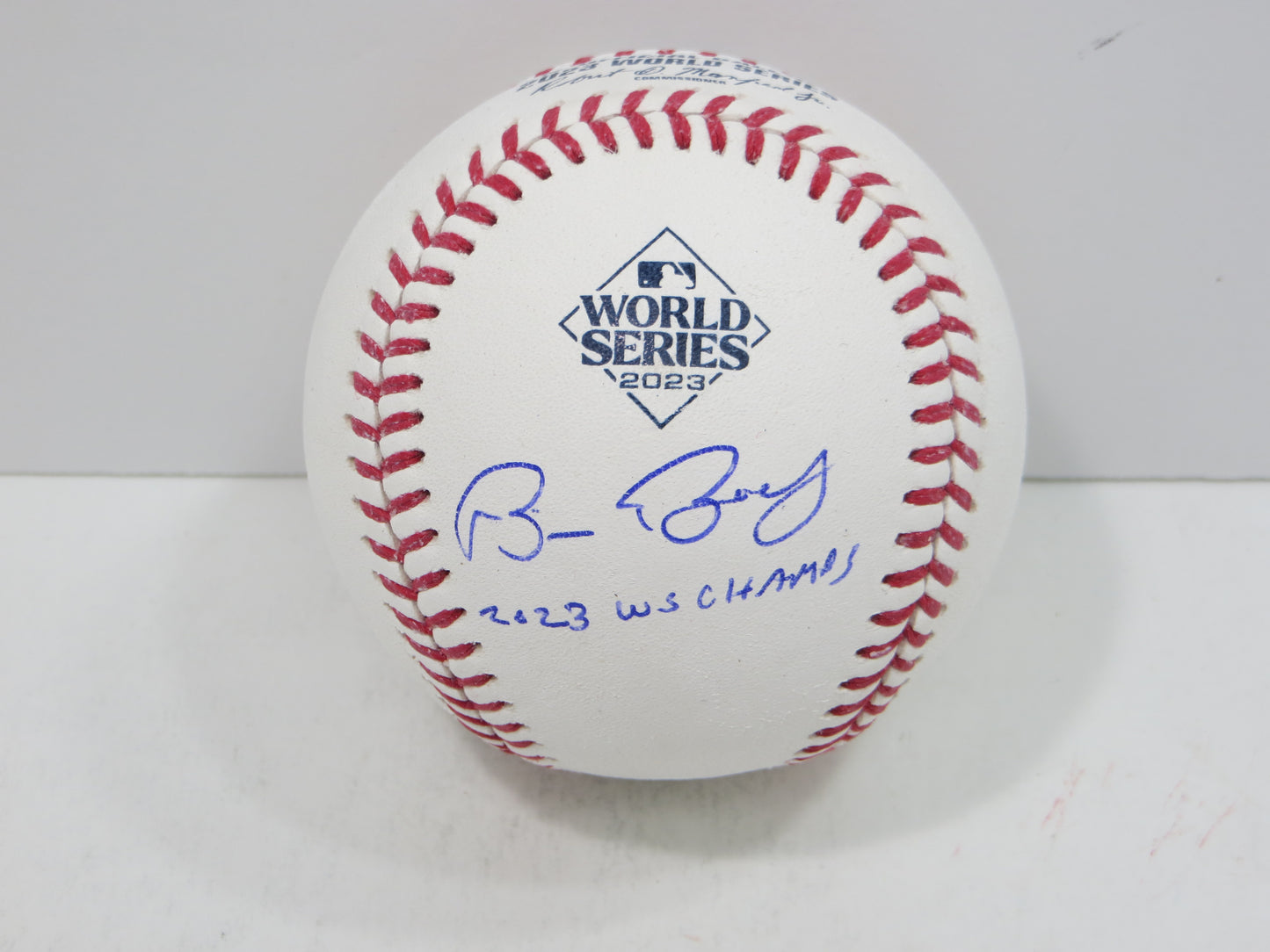 BRUCE BOCHY SIGNED Rawlings 2023 World Series BASEBALL w/INSC Texas Rangers JSA