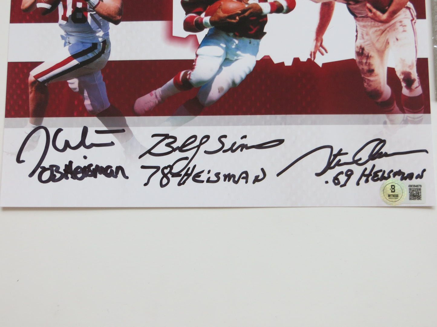 OKLAHOMA OU SOONERS HEISMAN BILLY SIMS STEVE OWENS JASON WHITE SIGNED 8x10 BAS