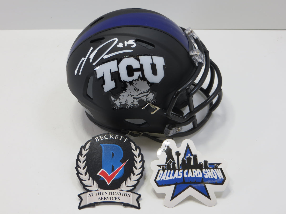 MAX DUGGAN TCU HORNED FROGS SIGNED Black MINI HELMET BAS