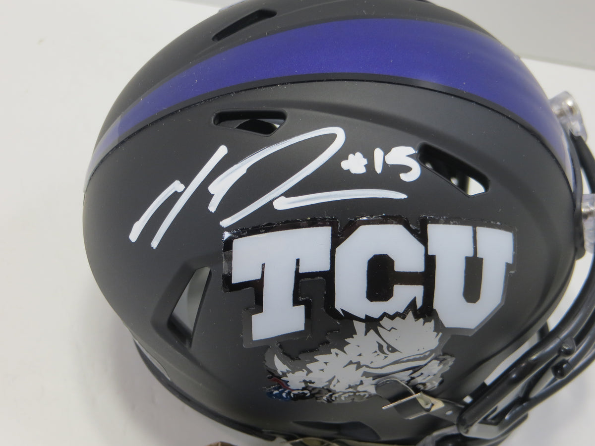 MAX DUGGAN TCU HORNED FROGS SIGNED Black MINI HELMET BAS