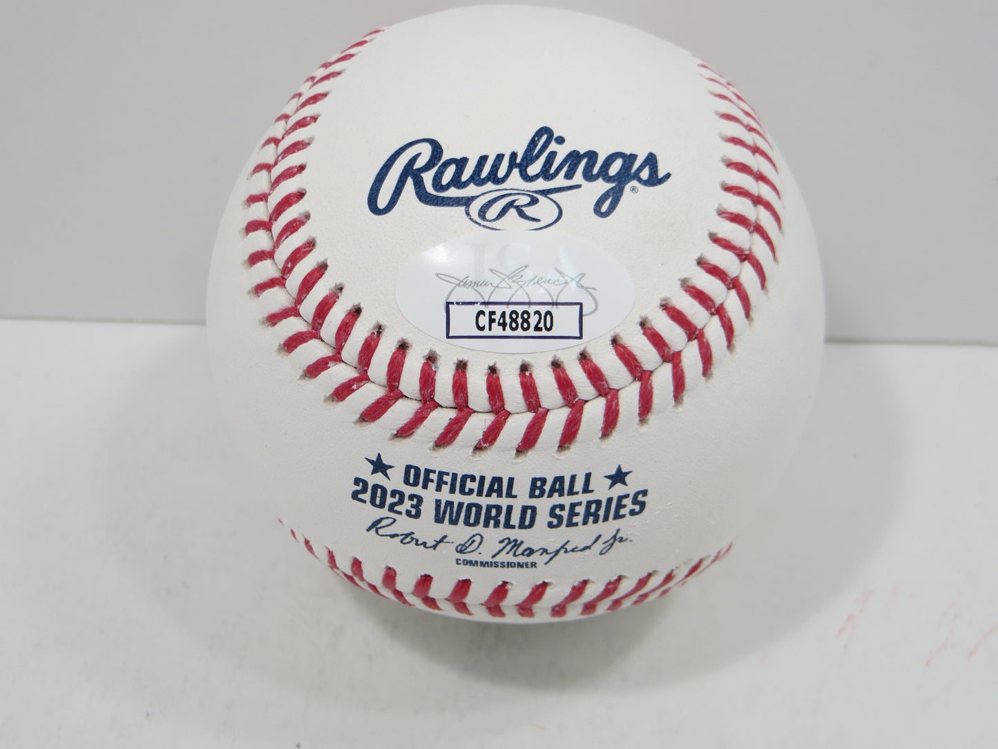 BRUCE BOCHY SIGNED Rawlings 2023 World Series BASEBALL w/INSC Texas Rangers JSA