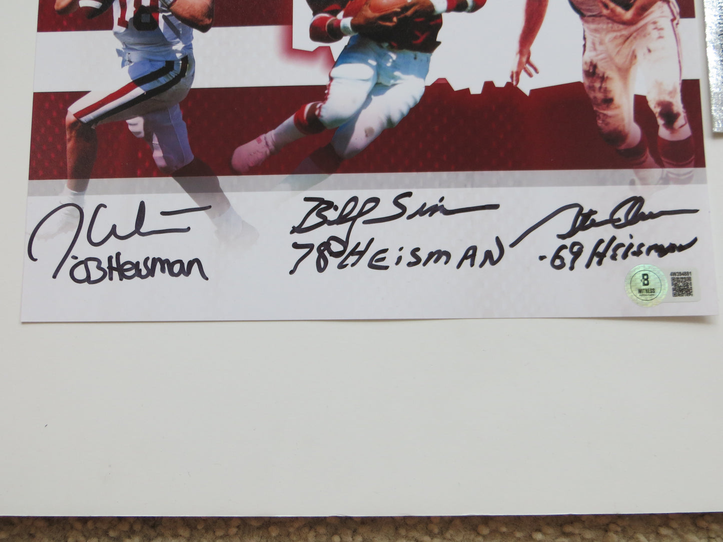 OKLAHOMA OU SOONERS HEISMAN BILLY SIMS STEVE OWENS JASON WHITE SIGNED 8x10 BAS