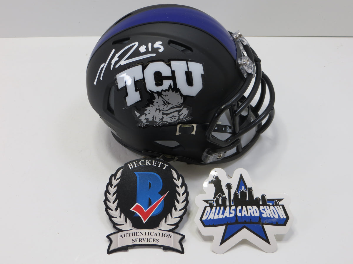 MAX DUGGAN TCU HORNED FROGS SIGNED Black MINI HELMET BAS