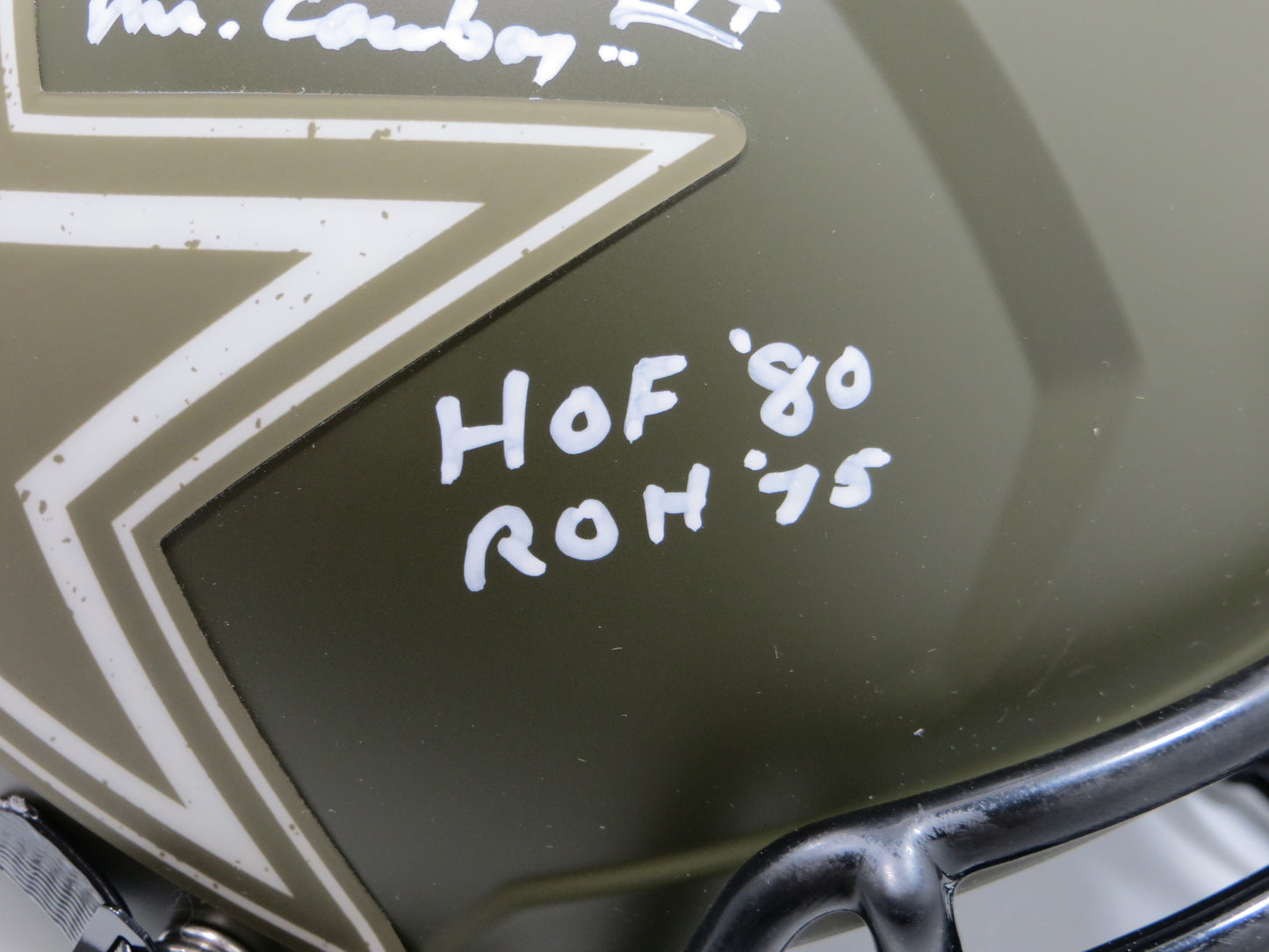 BOB LILLY SIGNED DALLAS COWBOYS FULL SIZE Salute to Service HELMET w/5INSCs JSA